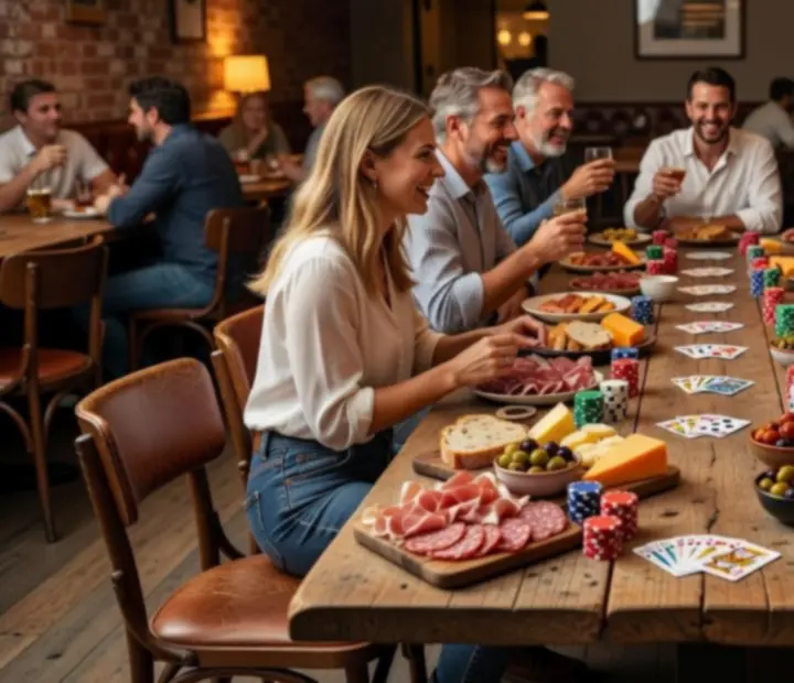 Communal grazing board in the Lucky Fiestta card room
