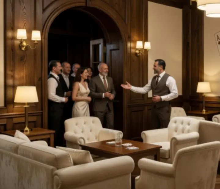 Guests arriving for their first poker night at a warm Australian card lounge